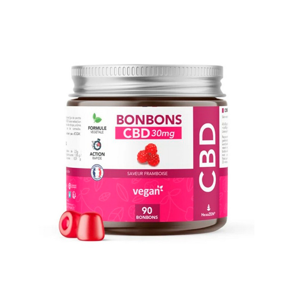 Bonbons CBD Vegan x 90 - Saveur Framboise - HEXA 3