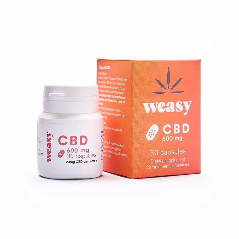 Weasy Capsules de CBD - 300mg, 600mg ou 900mg - Dosage précis - CBD.fr