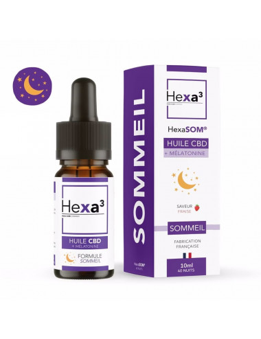 Huile CBD Mélatonine Sommeil Fraise - Hexa3